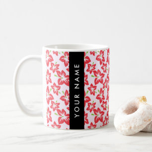 Taza De Café Hibisco Rojo, Flores Rojas, Tu Nombre