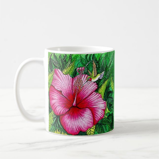 Taza De Café Hibiscus Hummingbird Mug (Izquierda)