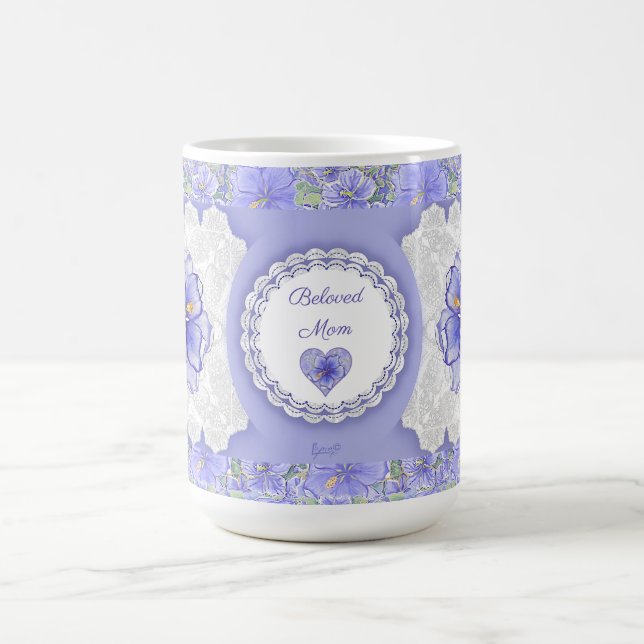 Taza De Café Hibiscus & lace BLUE (Centro)