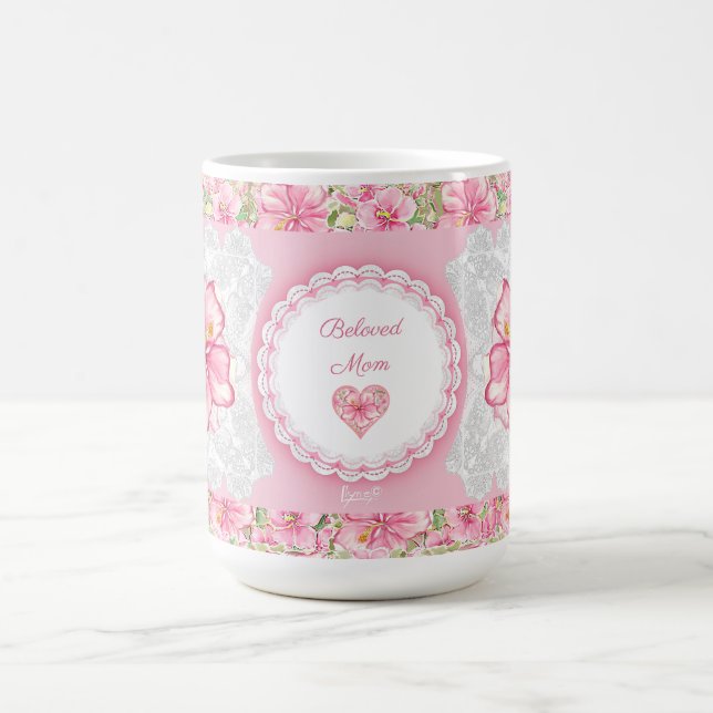 Taza De Café Hibiscus & lace PINK (Centro)