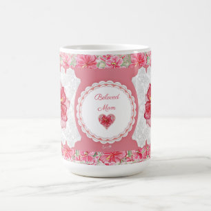 Taza De Café Hibiscus & lace RED