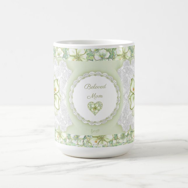 Taza De Café Hibiscus & lace WHITE (Centro)