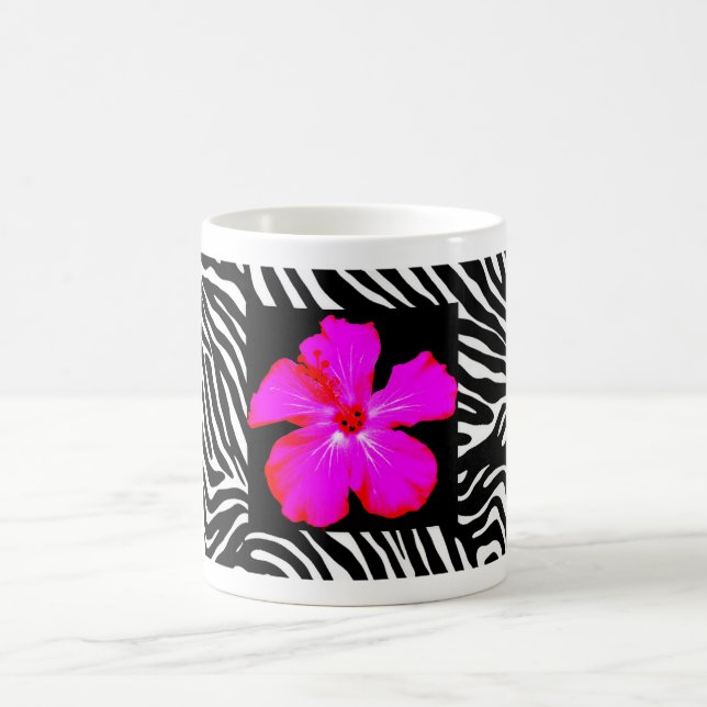 Taza De Café Hibiscus on Zebra Print Mug (Centro)