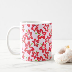 Taza De Café Hibiscus Rojo, Flores Rojas, Patrón De Flores