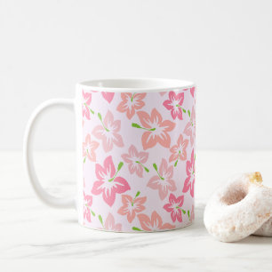 Taza De Café Hibiscus Rosa, Flores Rosa, Patrón De Flores
