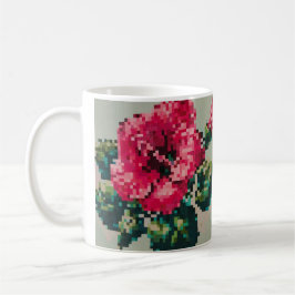 Taza De Café Hibiscus Soft Pastel Floral Pixel Art