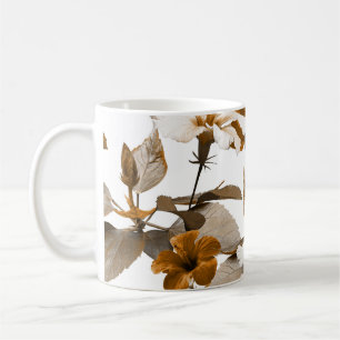 Taza De Café Hibiscus tropical vintage: Patrón de Collage de fo