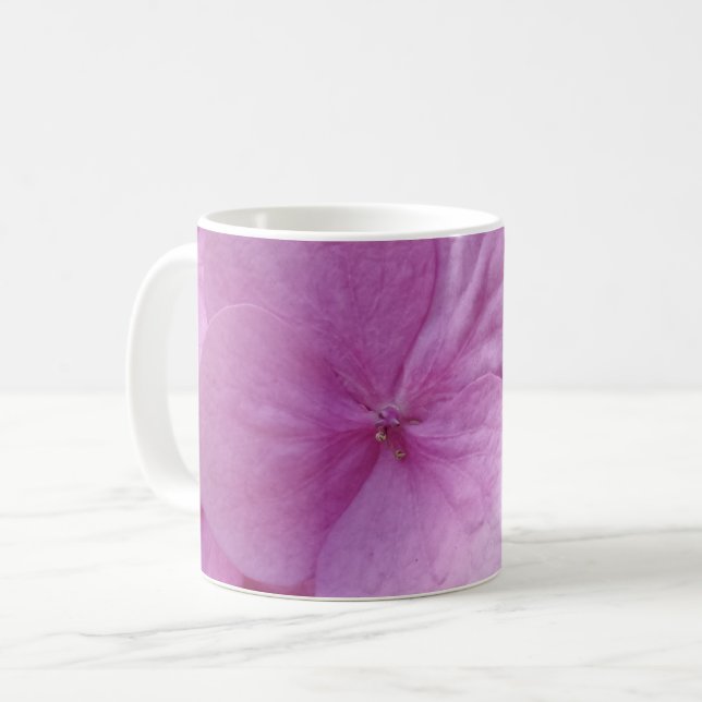 Taza De Café Hidrangea rosa Flor Café blanco Mug (Anverso izquierdo)