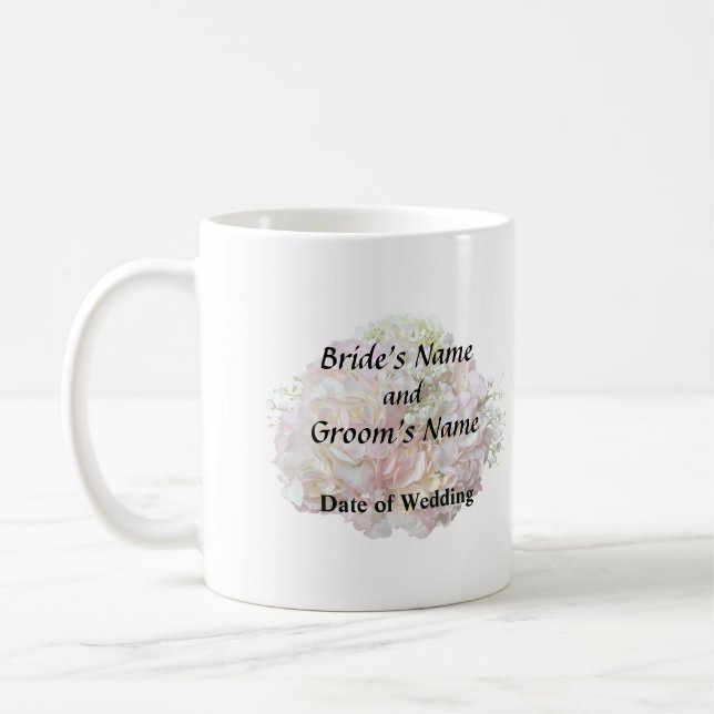 Taza De Café Hidrangea rosa pálida con aliento para el bebé (Izquierda)