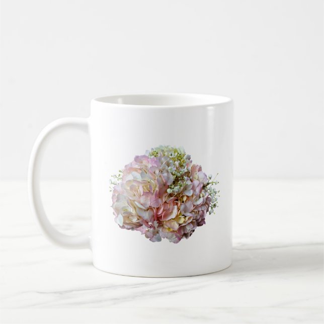 Taza De Café Hidrangea rosa pálida con aliento para el bebé (Izquierda)