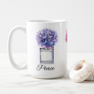 Taza De Café Hidrangeas de acuarela inspiradora