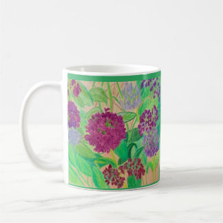 Taza De Café hidrato púrpura, flores de jardín