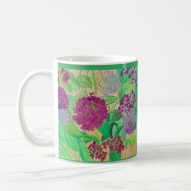 Taza De Café hidrato púrpura, flores de jardín (Izquierda)
