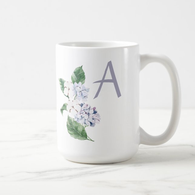 Taza De Café HIDROANGEA de primavera con carta personalizable (Derecha)