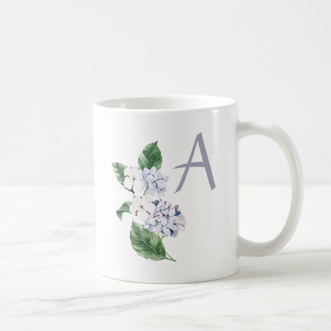 Taza De Café HIDROANGEA de primavera con carta personalizable (Derecha)