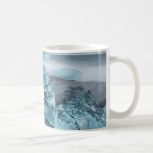 Taza De Café Hielo azul en el paisaje marino de la playa, Islan