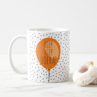 Taza De Café Hiep Hiep Hoera Naranja Balón Regalo de cumpleaños