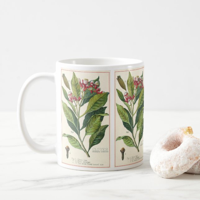 Taza De Café Hierbas Especias Comida Antiguas, Clavos Planta (Con donut)