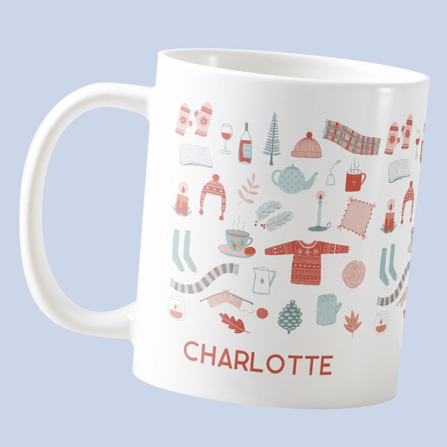 Taza De Café Higge escandinavo retro personalizado (Personalized name Scandinavian Hygge coffee mug)