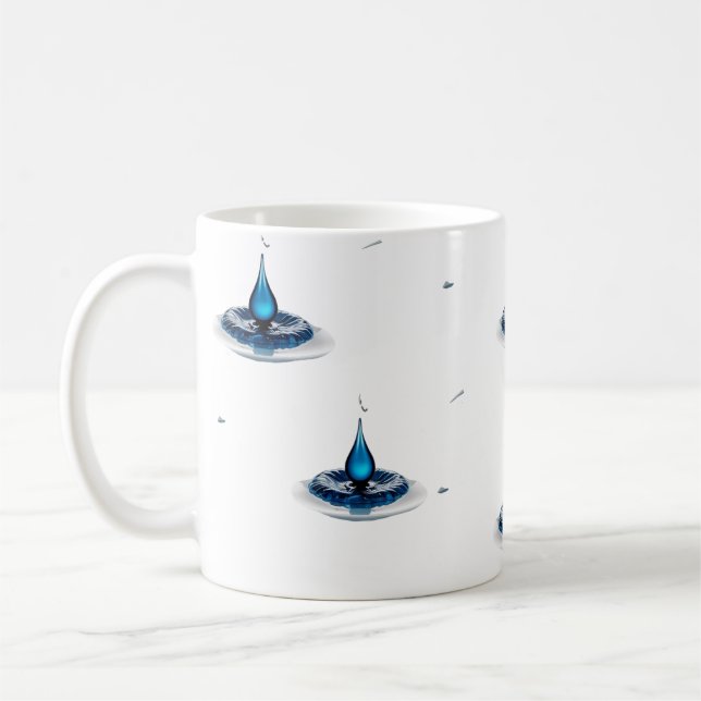 Taza De Café High-Impact Abstract Blue Water Drop Classic Mug (Izquierda)