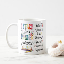 Taza De Café Higher Purpose Book Flowers Pencil Illustration