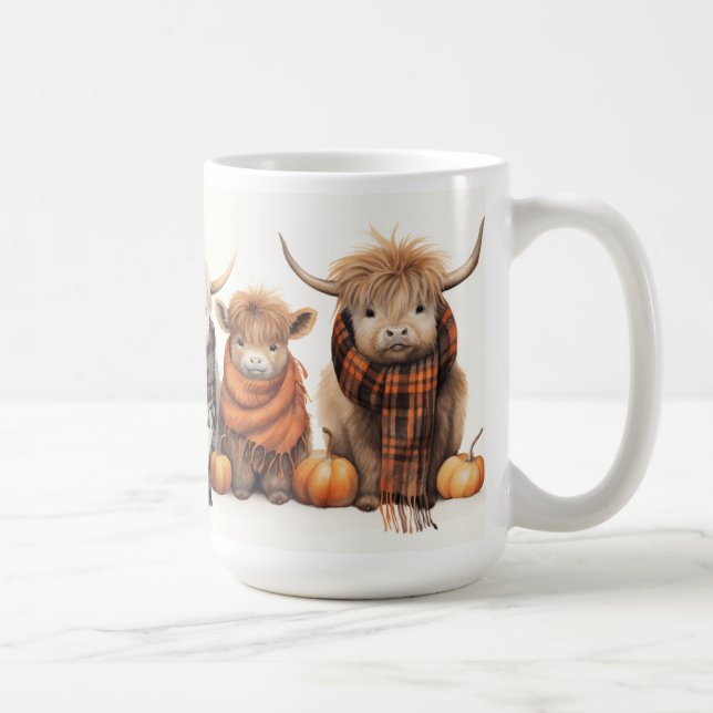 Taza De Café Highland Calves Cow Baby Highland Vacas (Derecha)