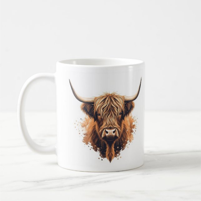 Taza De Café Highland Coo Greeting Card -  (Izquierda)