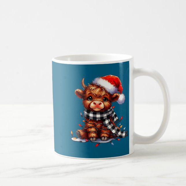 Taza De Café Highland Cow Christmas Santa Hat Mooey Xmas Heifer (Derecha)