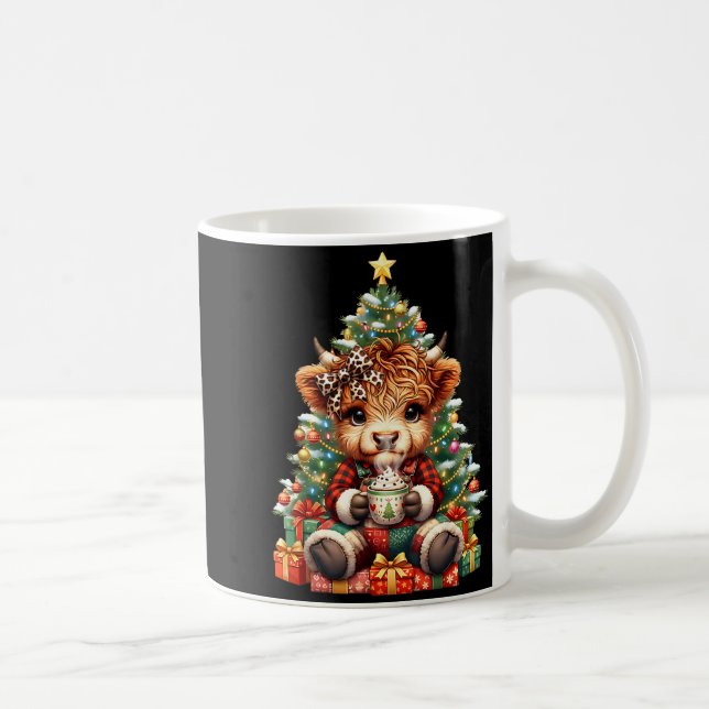 Taza De Café Highland Cow Christmas Tree Cute Heifer Cow Mooey  (Derecha)