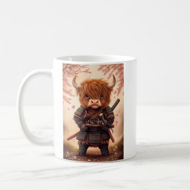 Taza De Café Highland Cow Samurai (Izquierda)