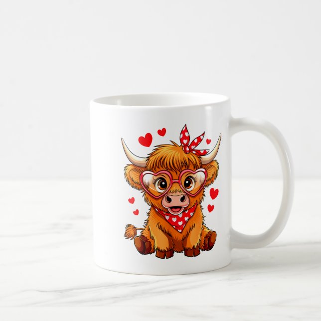 Taza De Café Highland Cow Valentines Day Funny Hearts Valentine (Derecha)