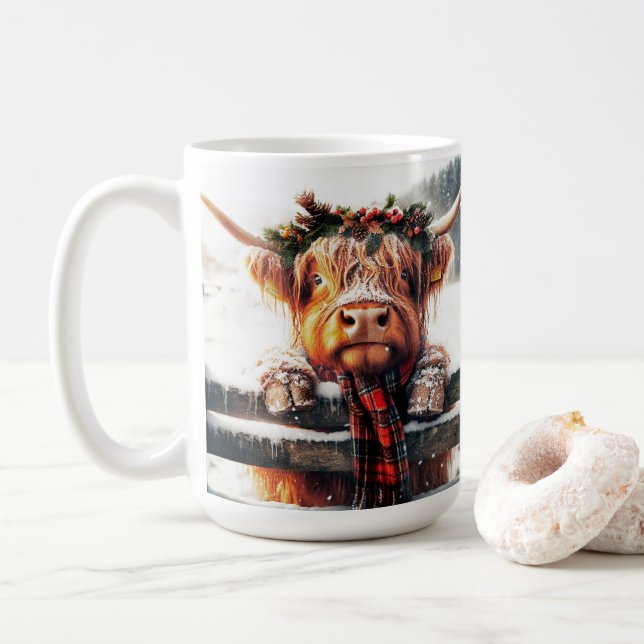 Taza De Café Highland Cow Winter Mug (Con donut)