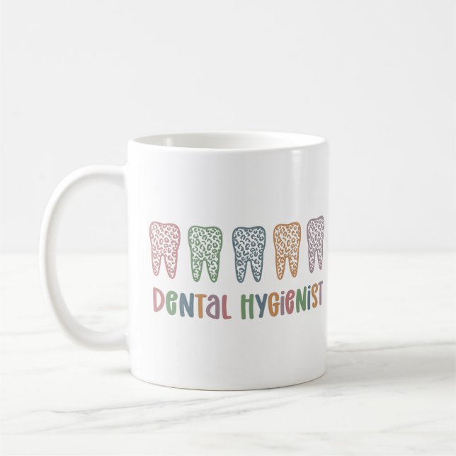 Taza De Café Higienista dental | RDH Dentist Leopardo dental re (Izquierda)
