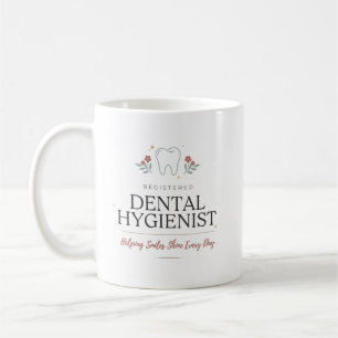 Taza De Café Higienista Dental Registrada Personalizada Floral