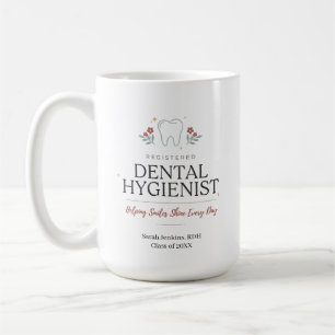 Taza De Café Higienista Dental Registrada Personalizada Floral