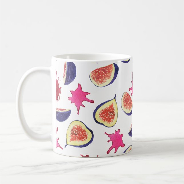 Taza De Café Higos Frescos Jugo Rosa Watercolor (Izquierda)