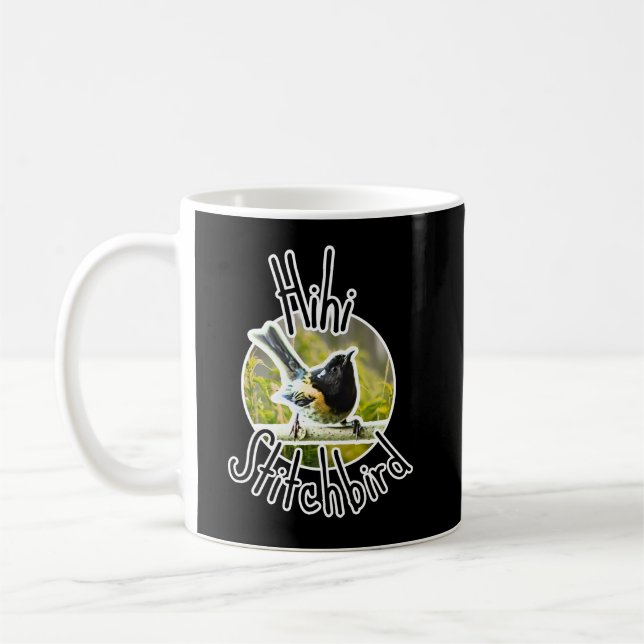 Taza De Café Hihi stitchbird - nz hihi bird negro en peligro (Izquierda)