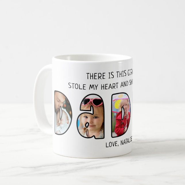 Taza De Café Hija DADDY Dice 5 Collages de fotos (Anverso izquierdo)