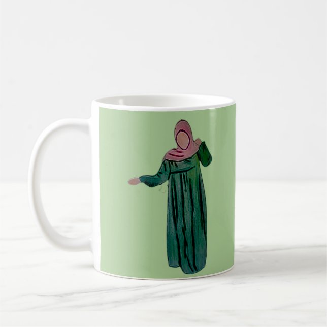 Taza De Café Hijabi - Muslimah - Chica hijab - manos dibujadas (Izquierda)
