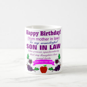 Taza De Café hijo gracioso en el cumpleaños de la ley