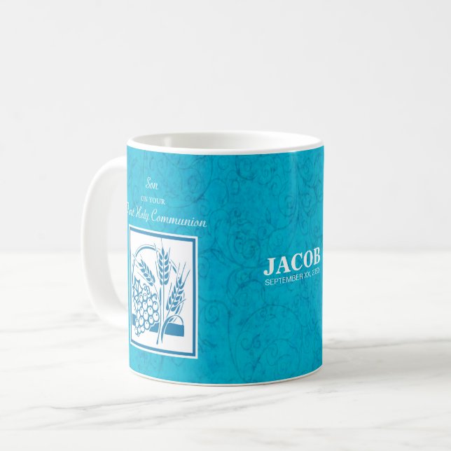 Taza De Café Hijo, Primera Comunión, Trigo, Uvas Azules (Anverso izquierdo)