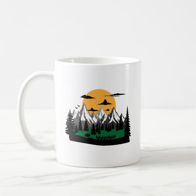 Taza De Café hiking and camping in mountains graphic (Izquierda)