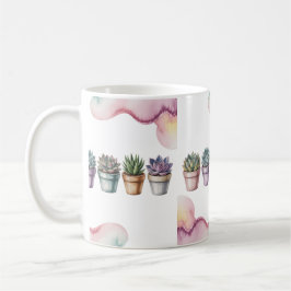 Taza De Café Hilera de suculentas mini en macetas