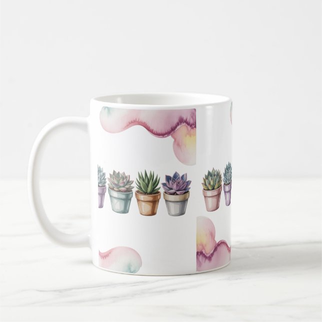 Taza De Café Hilera de suculentas mini en macetas (Izquierda)