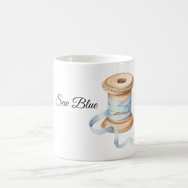 Taza De Café Hilo Azul Bonito de Coser (Centro)
