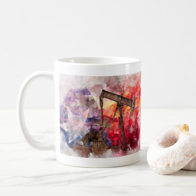 Taza De Café Hilo de agua del icono de Texol con bandera de Tex (Con donut)
