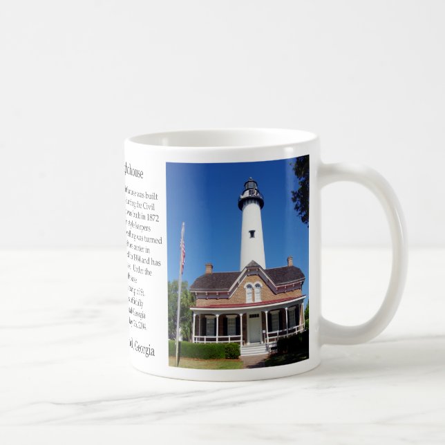 Taza De Café Hilo histórico del faro de St. Simons (Derecha)