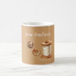 Taza De Café Hilos Botones Perfectos Marrón Crema Marfil Para C