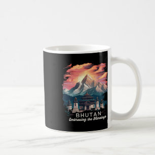 Taza De Café Himalaya Caminata Templo Bután Traje Caminata Bhut