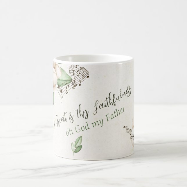 Taza De Café Himno cristiano Magnolia Script Watercolor (Centro)